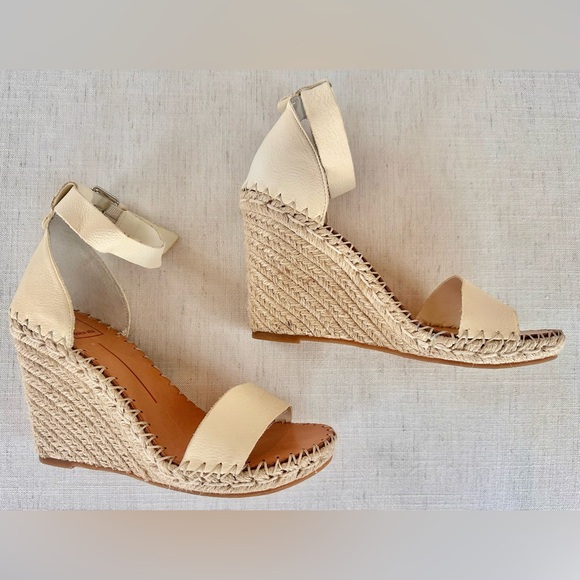 Dolce Vita Shoes - Dolce Vita Cream Leather Espadrille Wedge Sandals Ankle Strap Size 8